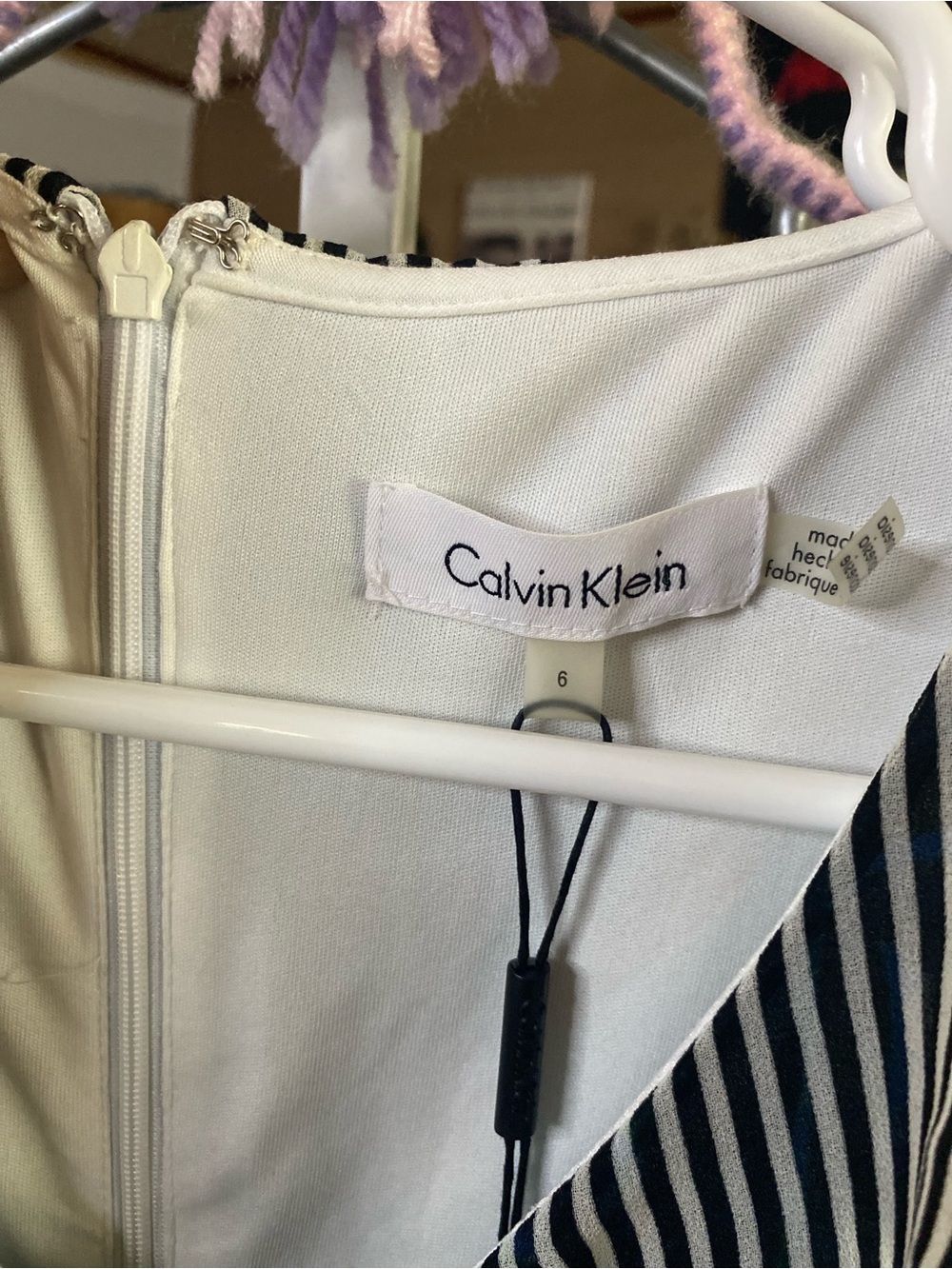 Calvin Klein Blue & Green Tropical Print V-Neck Maxi Dress with Striped Trim - Picture 2 of 5